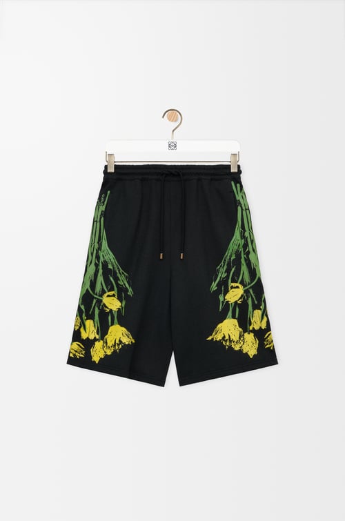 LOEWE Pantalón corto en algodón Negro/Multicolor