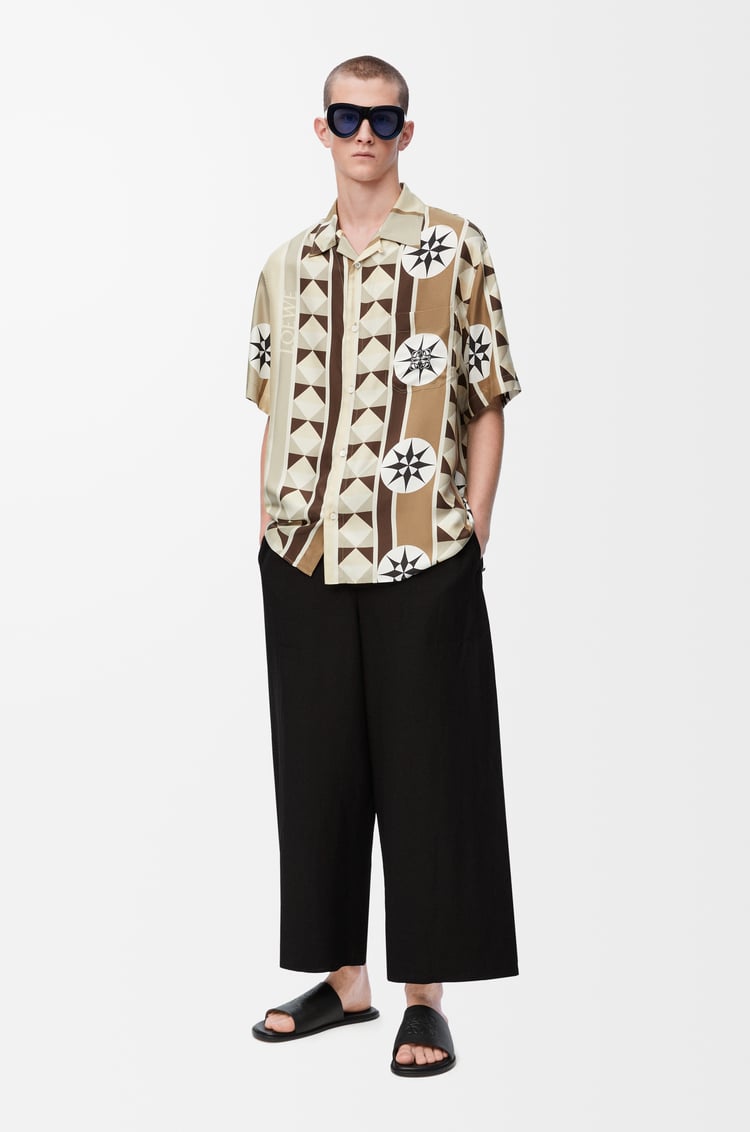 LOEWE Pantalón cropped en viscosa y lino Negro