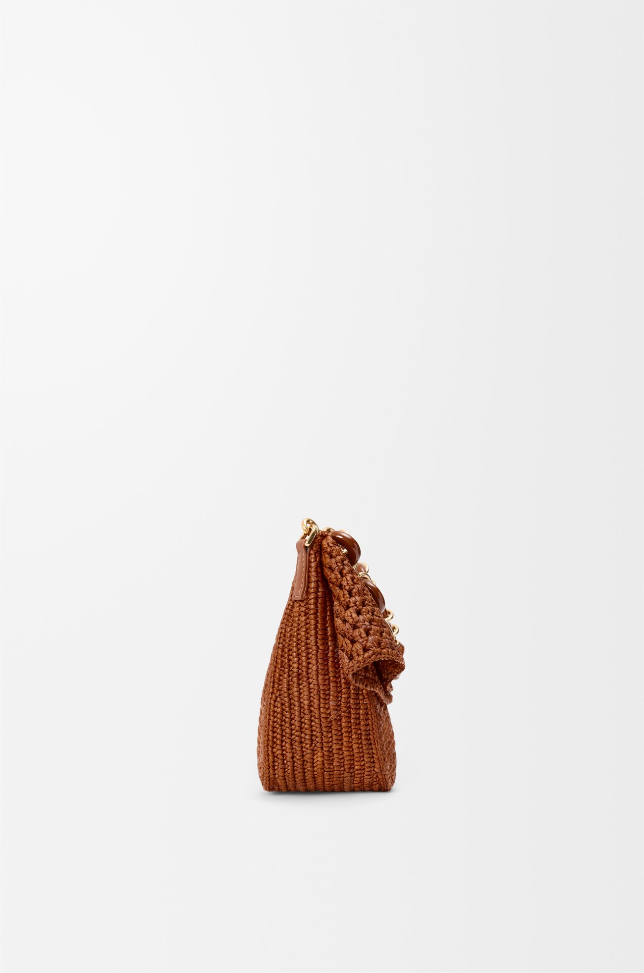 LOEWE Bolso Ola mediano en rafia y piel de ternera Dorado Miel