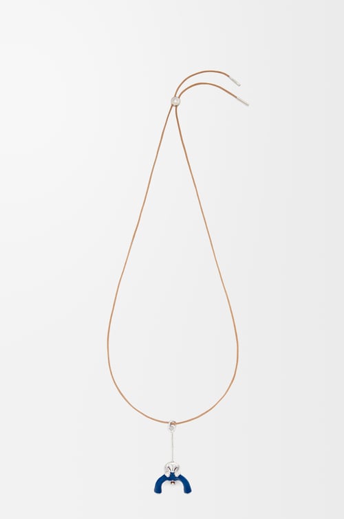 LOEWE Seated Acrobat pendant in sterling silver and crystals Silver/Blue