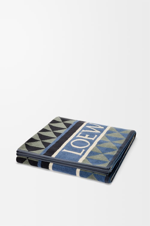 LOEWE Towel in cotton Navy Blue/Multicolor