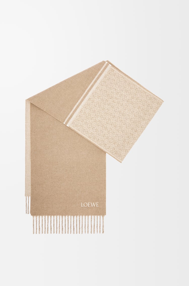 LOEWE Scarf in wool and cashmere Camel/White
