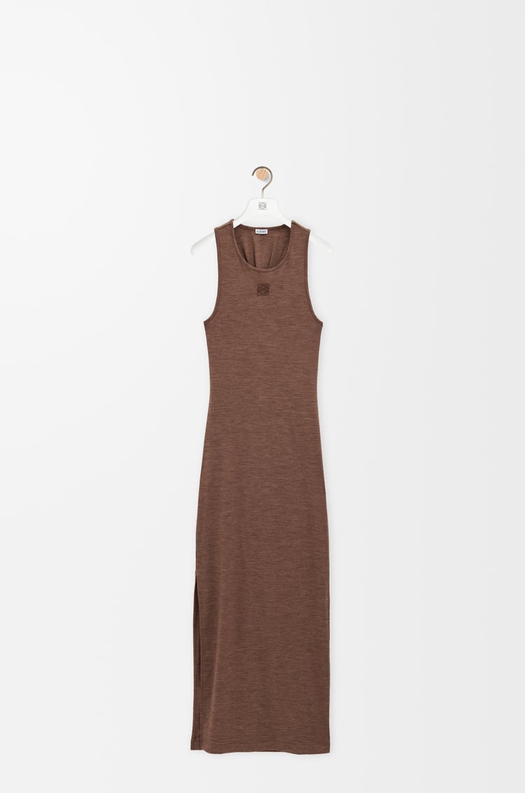 LOEWE Anagram tank dress in stretch wool Chocolate Brown