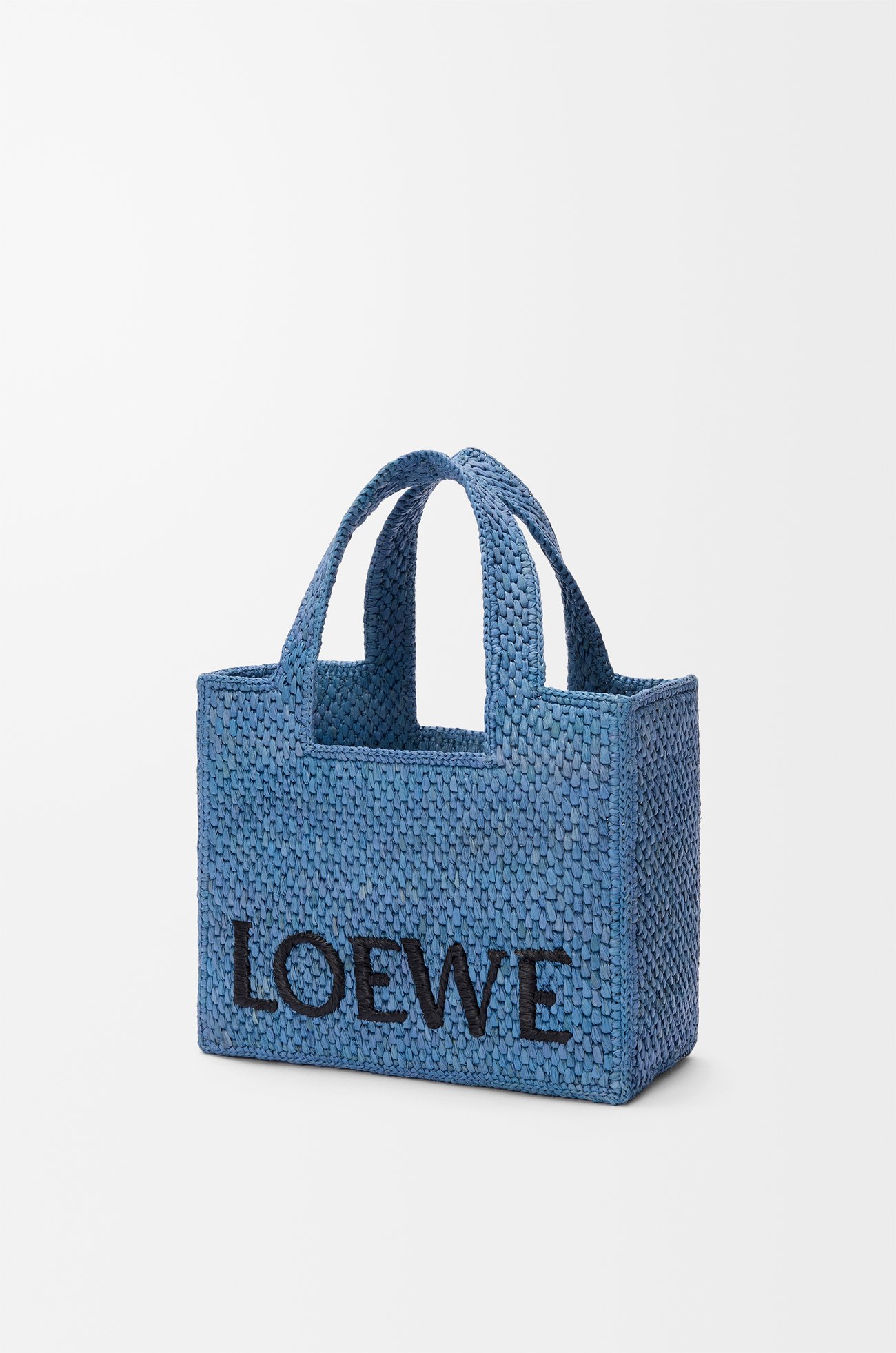 LOEWE Petit LOEWE Font Tote en raphia Bleu Clair