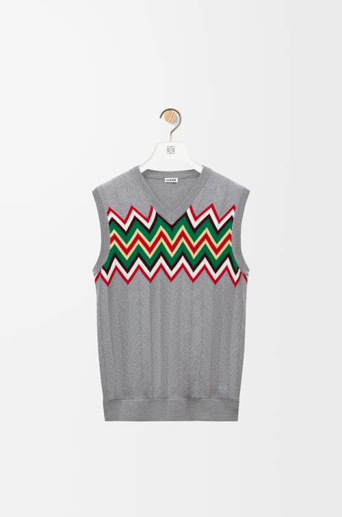 LOEWE Sleeveless sweater in wool Grey/Multicolor