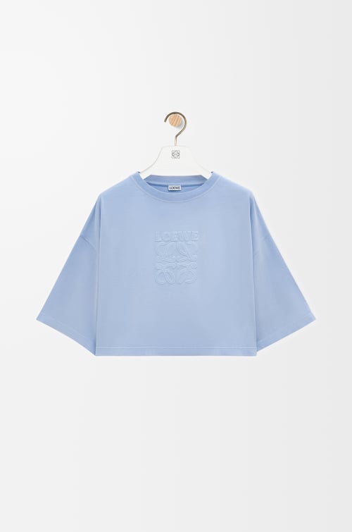 LOEWE Camiseta cropped en algodón Azul Claro