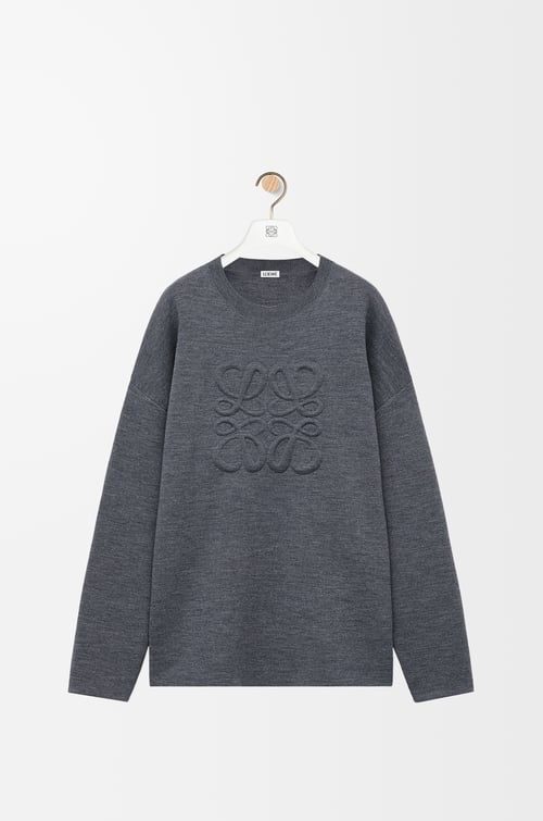 LOEWE Anagram sweater in wool Light Grey Melange