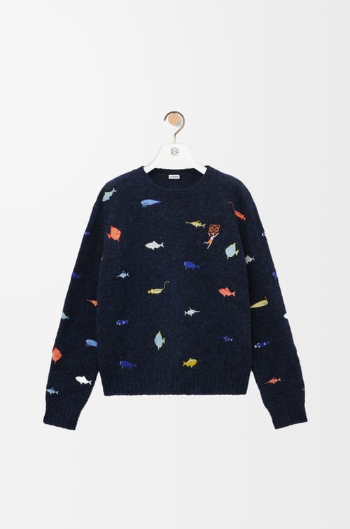 LOEWE Sweater in wool Black/Multicolor