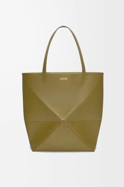 LOEWE Puzzle Fold tote XL en cuir de veau brillant Olive