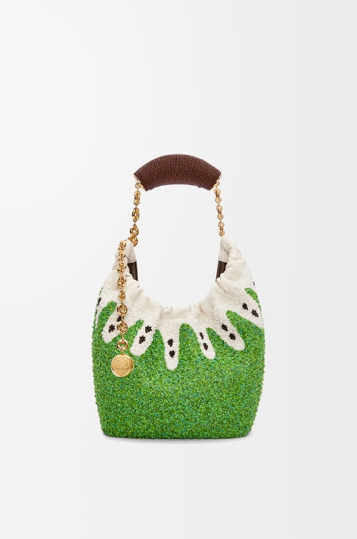 LOEWE Mini Squeeze bag in beaded leather Green