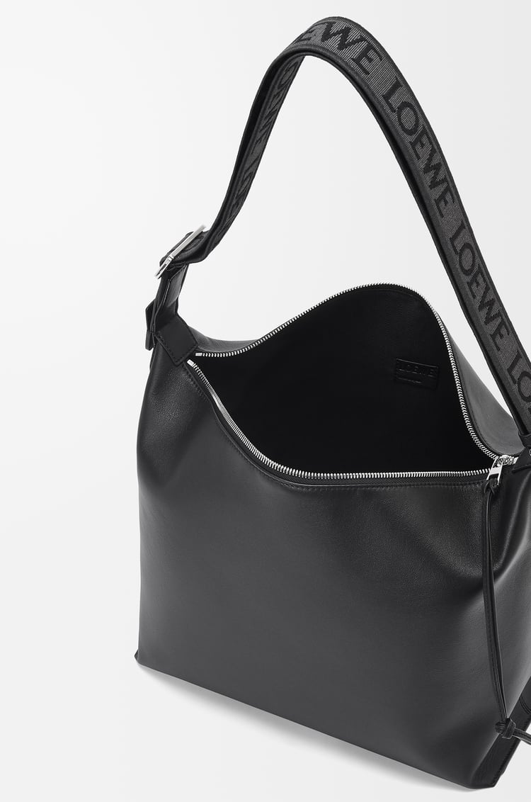 LOEWE Bolso bandolera Cubi en piel de ternera y jacquard Negro
