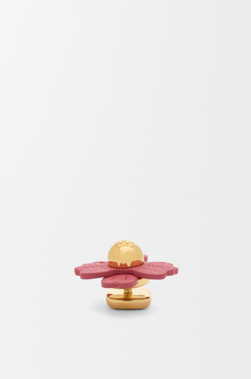 LOEWE Pin Flower en piel de ternera Rosa