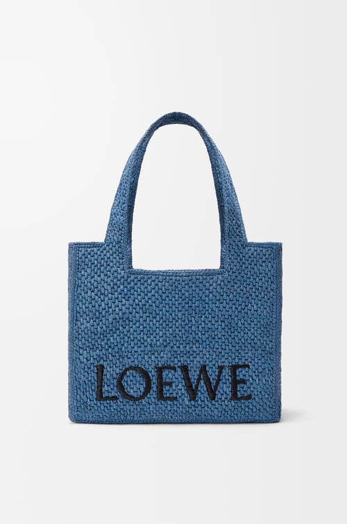 LOEWE Medium LOEWE Font tote in raffia Light Blue