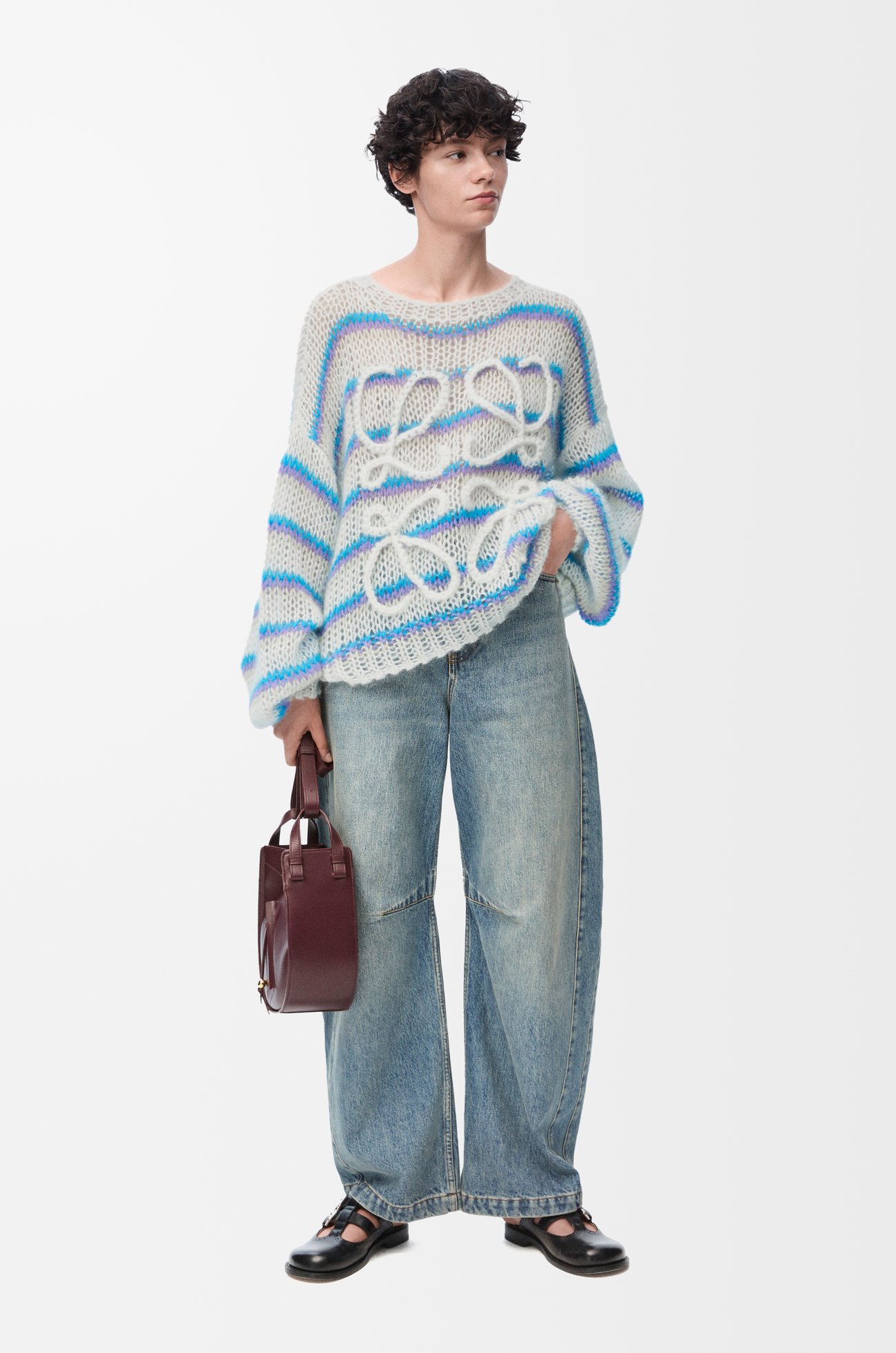 LOEWE Anagram sweater in mohair blend White/Multicolor